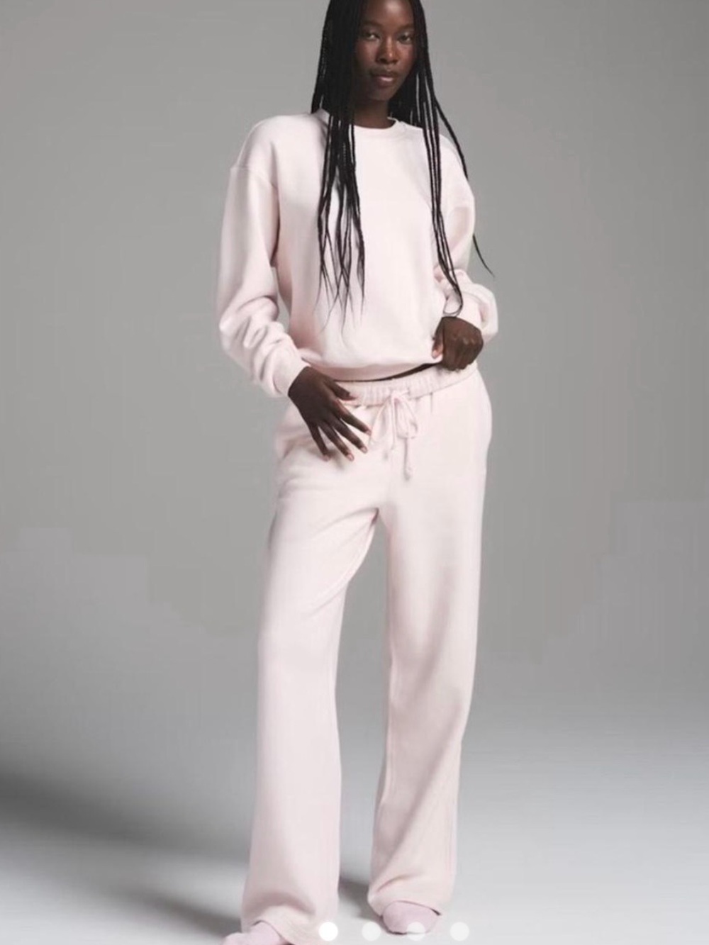 SKIMS Barely Pink Cotton Classic Fleece Straight Leg Pants – Size Large